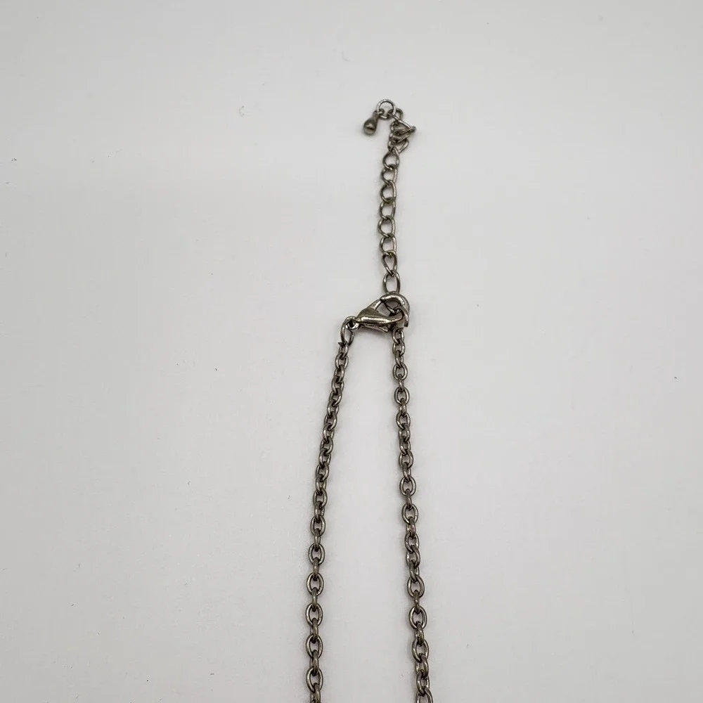 Purple Flower Y Drop Necklace‎ Silver Tone Chain Beaded Pendant Fashion Jewelry